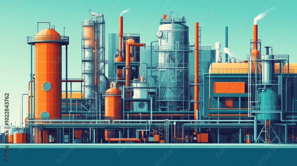 Obraz premium Industrial Complex Illustration
