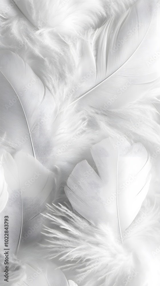 Fototapeta premium White feather background, elegant texture, white feather pattern, white feather material