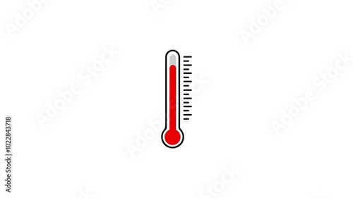 Classic glass thermometer temperature going up, extreme heat 4k animated.