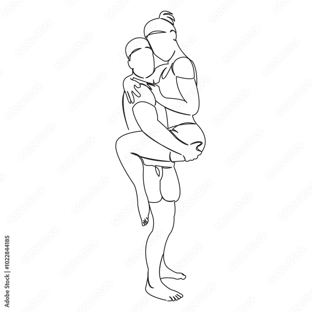 Fototapeta premium One continuous single drawing line art doodle couple, happy, love, female, woman, together, happiness. Isolated flat illustration hand draw contour on a white background 