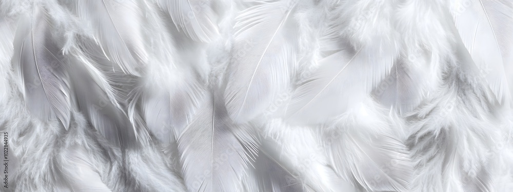 Obraz premium White feather background, elegant texture, white feather pattern, white feather material