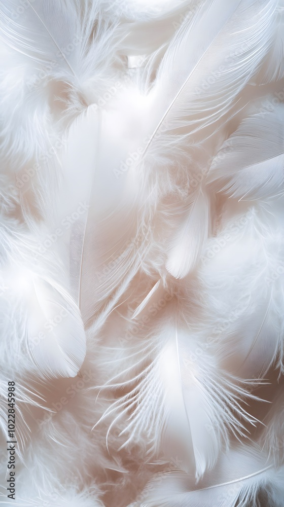 Obraz premium White feather background, elegant texture, white feather pattern, white feather material