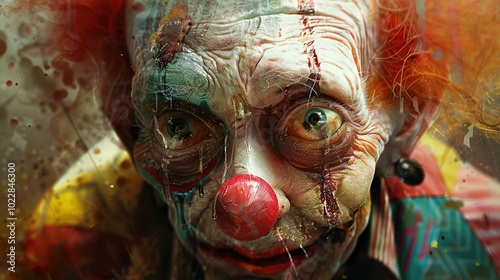 Creepy Clown Portrait: A Disturbing Look Into the Eyes of Horror