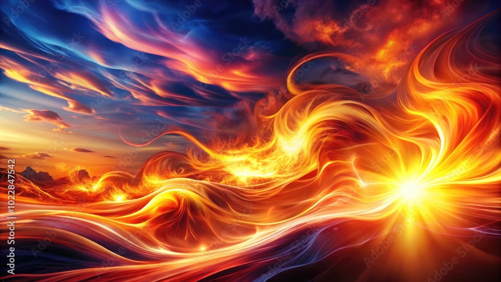 Fototapeta premium Vibrant Abstract Heat Waves in Warm Tones Creating a Dynamic and Energetic Background Visual