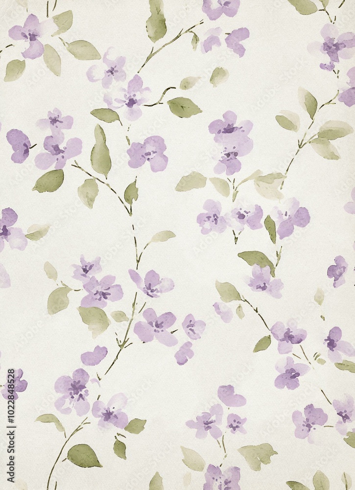 Elegant Pastel Pink and Mint Green Floral Paper on White Background Elegant Pastel Pink and Mint Green Floral Paper on White Background