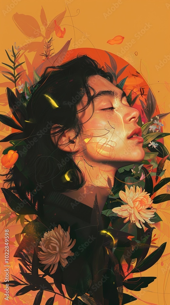 Dreamy Portrait with Floral Elements Dreamy Portrait with Floral Elements