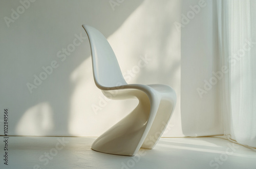 a panton chair with a sleek curved design