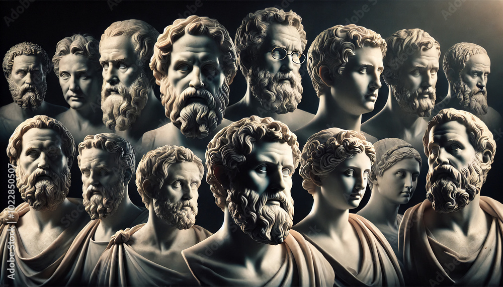 Obraz premium Ancient Stoic Philosopher in Contemplative Pose with Timeless Wisdom 