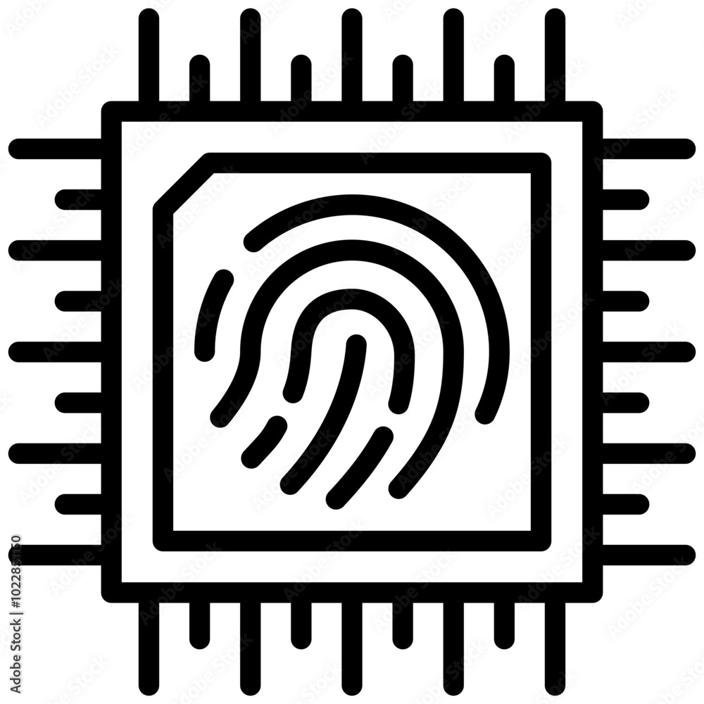 Fingerprint Icon, Black And White Outline Icon Symbol Fingerprint Icon, Black And White Outline Icon Symbol