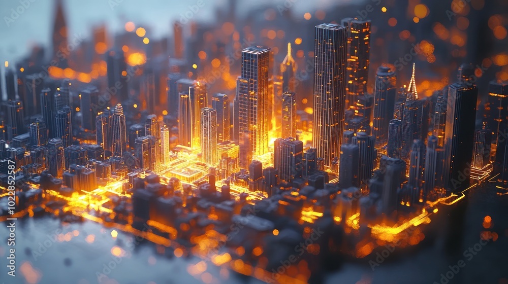 Obraz premium Cityscape with Warm Lights