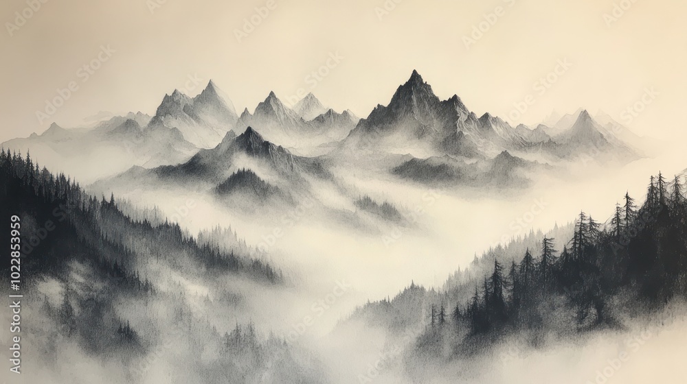 Fototapeta premium Misty Mountain Landscape
