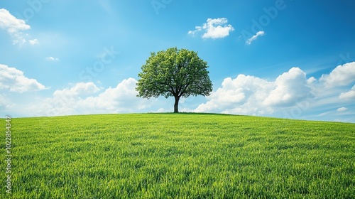 Solitary Tree in a Verdant Field