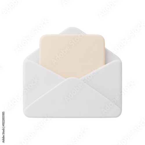 open white envelope with blank sheet of paper inside.. Modern message icon. Vector illustration of envelope with letter inside. Postcard in an envelope isolated on a white background.