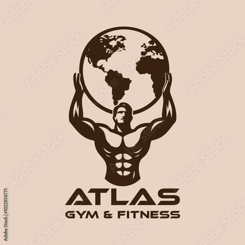 Vector logo of a man holding big globe 