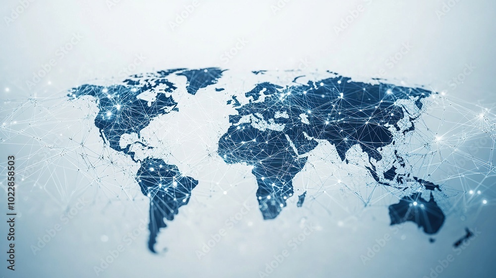 Global Network Connection: A World Map Illustrated with Interconnected Lines Global Network Connection: A World Map Illustrated with Interconnected Lines