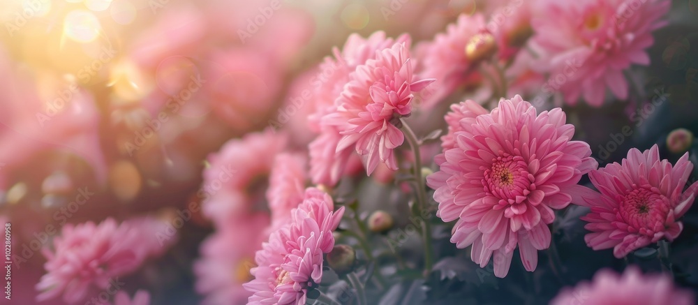Pink Chrysanthemums in the Sunlight Pink Chrysanthemums in the Sunlight