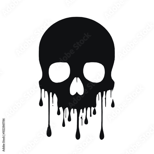 A black and white dripping skull silhouette 