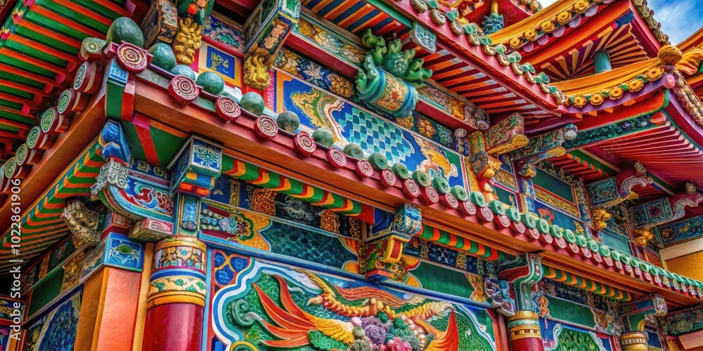 Vibrant Chinese Art Featuring Traditional Elements and Symbolism in Intricate Patterns and Colors Vibrant Chinese Art Featuring Traditional Elements and Symbolism in Intricate Patterns and Colors