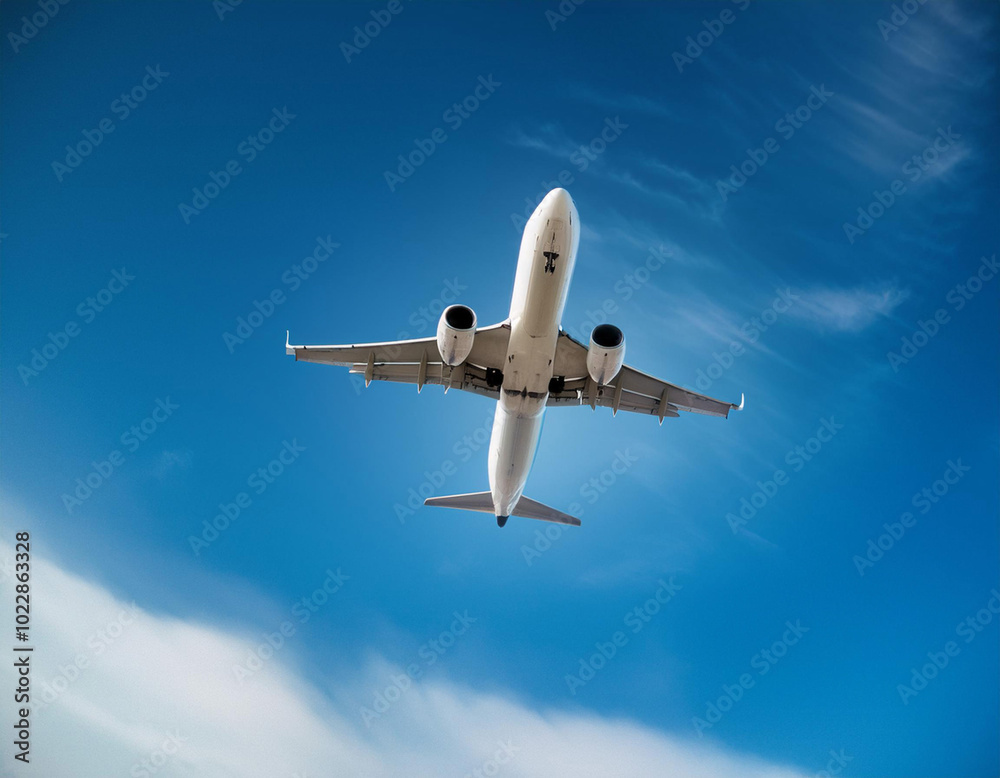 Obraz premium Dynamic Illustration of an Airplane Flying in the Sky