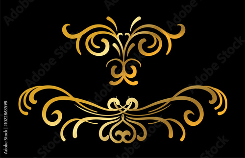 Calligraphic ornamental element collection art