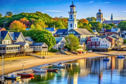 Vibrant coastal scenery of Provincetown, Massachusetts showcasing beaches, art, and historic architecture photo