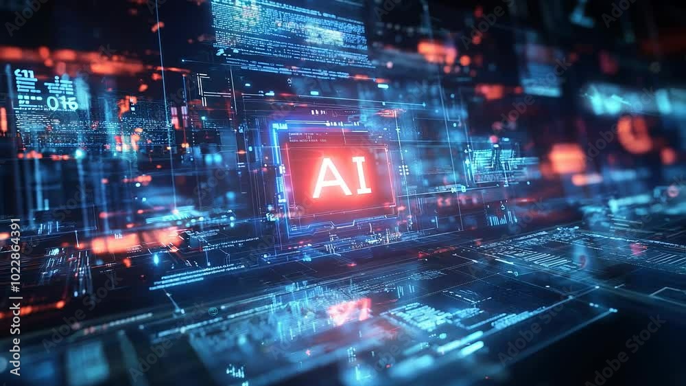 AI Technology Concept with Futuristic Digital Interface AI Technology Concept with Futuristic Digital Interface
