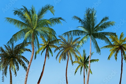 Wallpaper Mural coconut tree Tropical palm tree with coconuts against a white background, perfect for summer vibes and beach-themed designs watercolor summer Torontodigital.ca