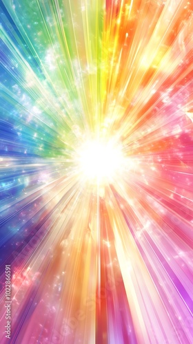 A vibrant burst of rainbow colors, radiating outward from the center in an explosion effect