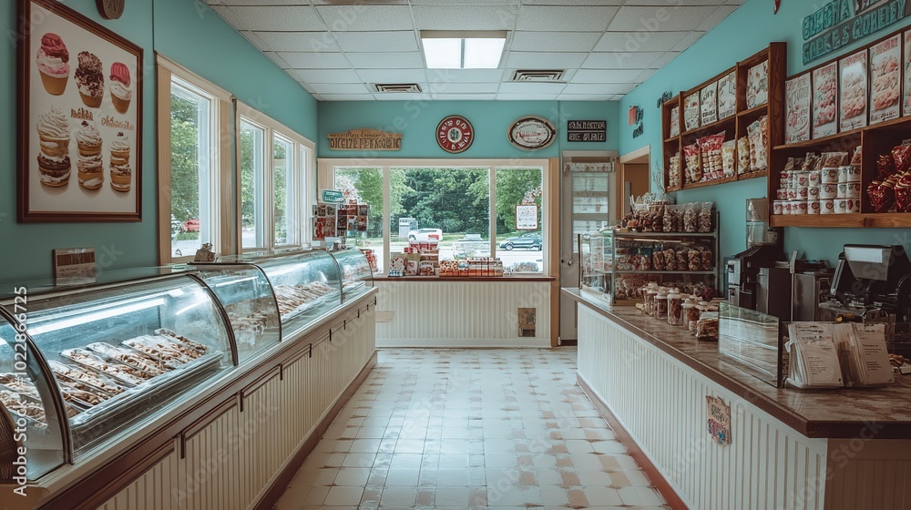 Interior of a Bakery with Glass Display Cases Interior of a Bakery with Glass Display Cases