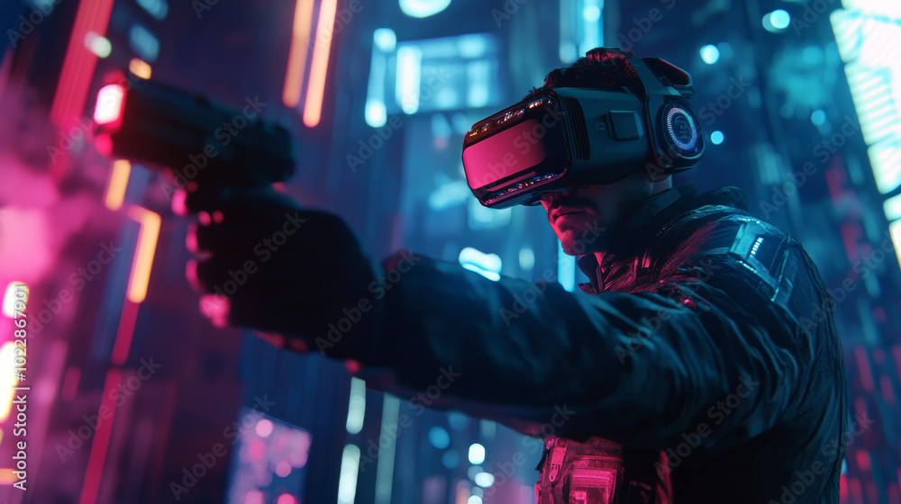 A captivating 3D illustration depicting a vibrant metaverse digital cyber world where a man engages with virtual reality (VR) and augmented reality (AR) technologies. A captivating 3D illustration depicting a vibrant metaverse digital cyber world where a man engages with virtual reality (VR) and augmented reality (AR) technologies.