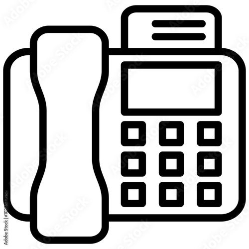 Telephone Icon, Black And White Outline Icon Symbol