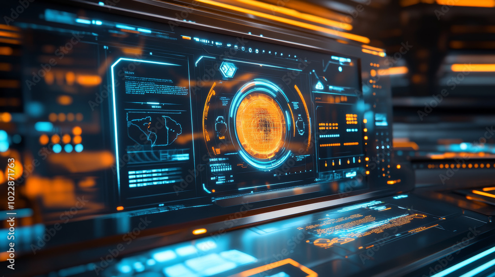 Imagine a sci-fi futuristic HUD (Heads-Up Display), designed to resemble a cutting-edge virtual reality technology screen. Imagine a sci-fi futuristic HUD (Heads-Up Display), designed to resemble a cutting-edge virtual reality technology screen.