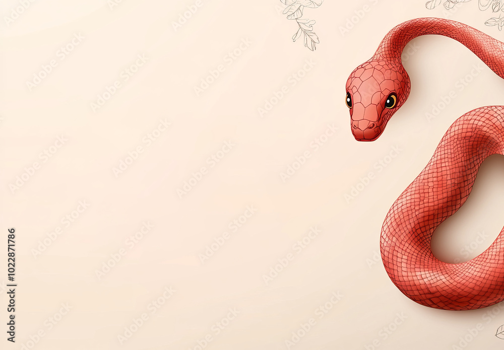 Obraz premium red snake, on a beige background, 