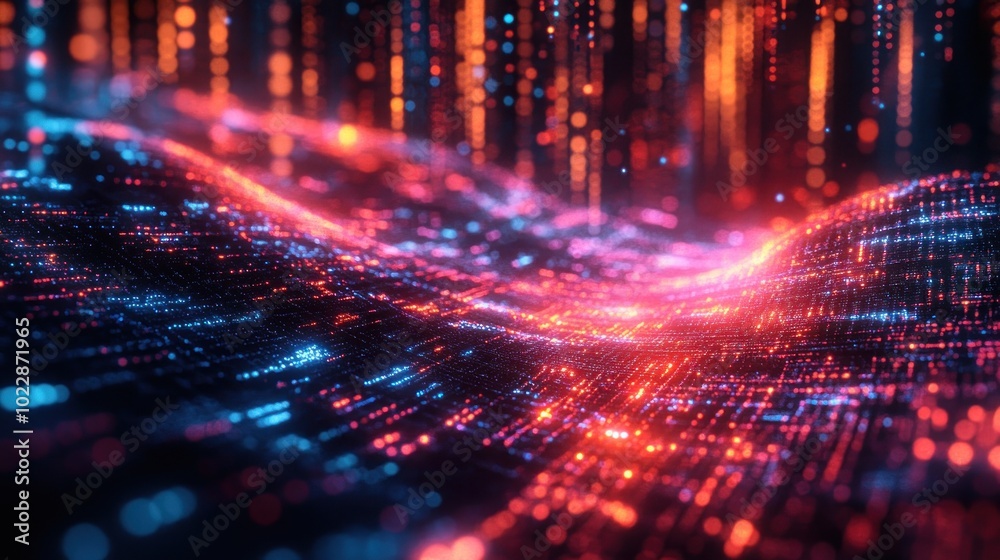 Abstract Digital Landscape with Glowing Lights Abstract Digital Landscape with Glowing Lights