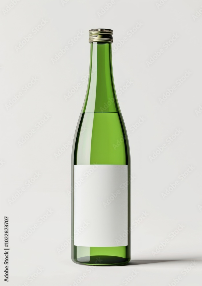 Green bottle with blank label Green bottle with blank label