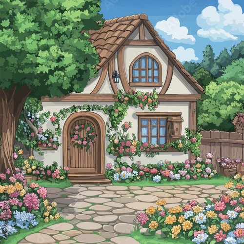 Charming Cottage with Flower Garden