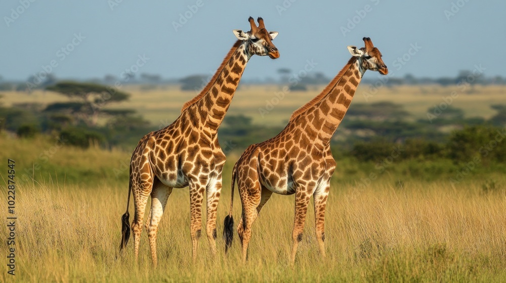 Giraffes in the African Savanna Giraffes in the African Savanna