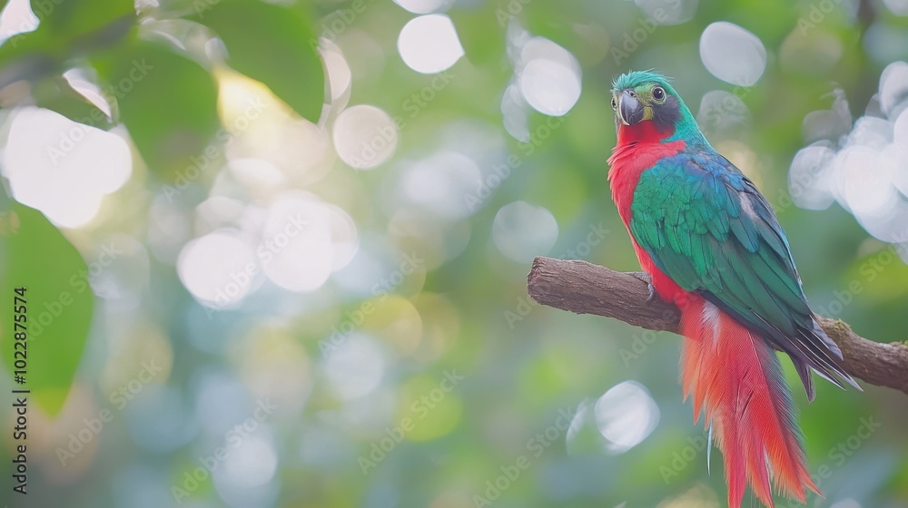 Fototapeta premium Brightly Colored Bird Perched on a Tree Branch