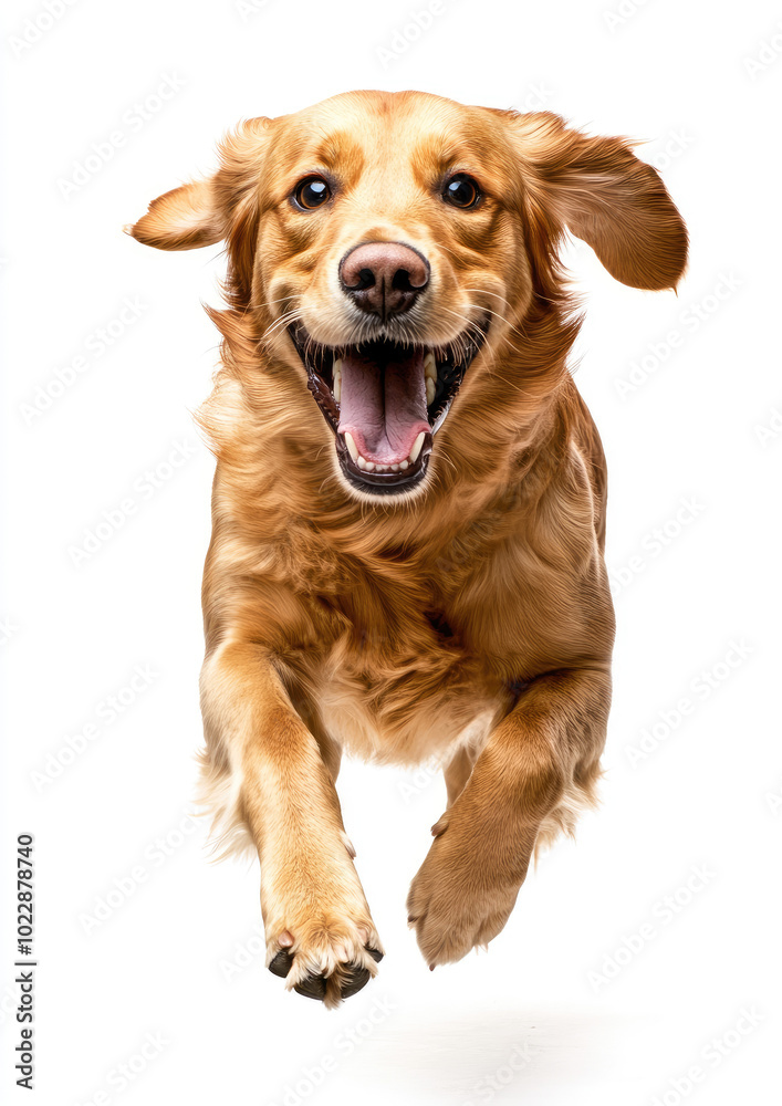 Happy Dog Running to Greet Its Owner with Excitement and Joy Happy Dog Running to Greet Its Owner with Excitement and Joy