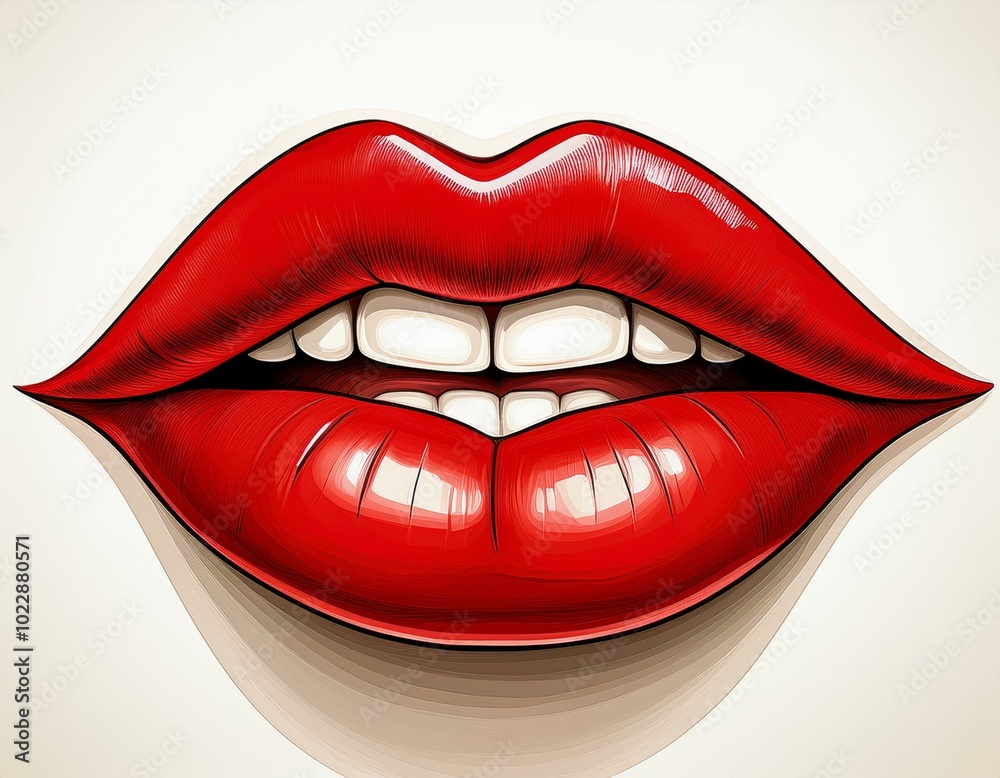 Glossy colored and sexy red lips. Glossy colored and sexy red lips.