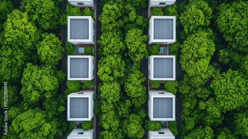 Aerial View of Eco-Friendly City Surrounded by Greenery