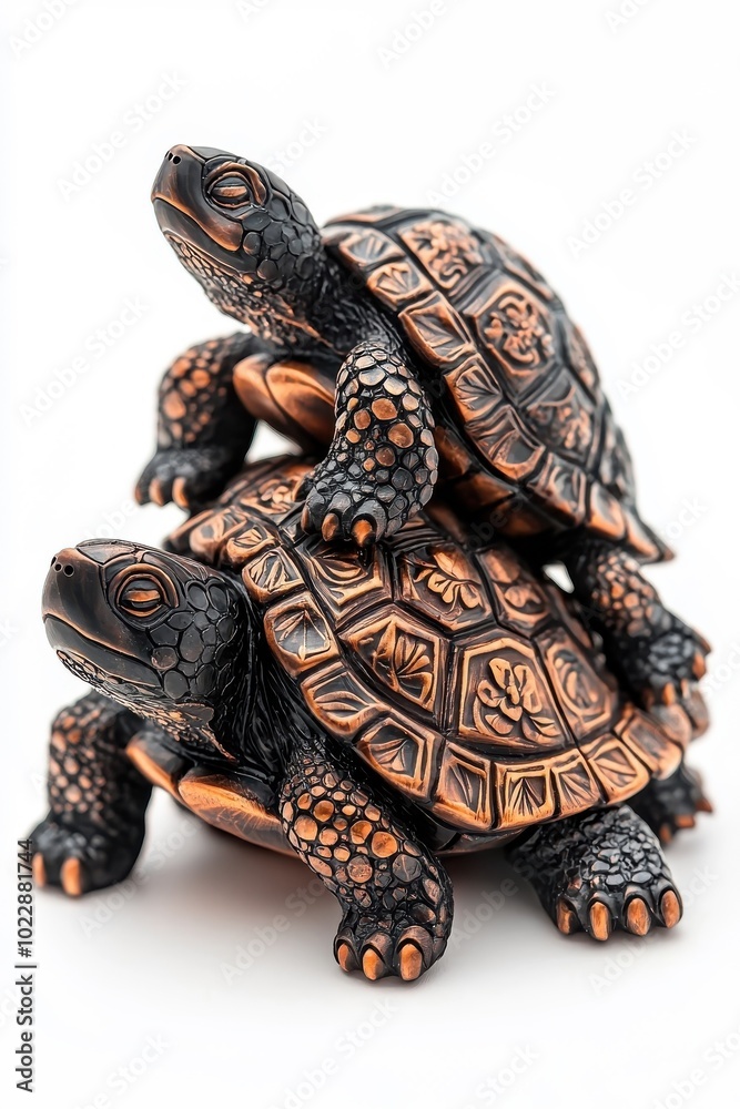 A family of turtles, isolate on white background, illustrating their loving interactions and protective nature. A family of turtles, isolate on white background, illustrating their loving interactions and protective nature.