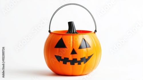 Studio shot Halloween pumpkin pail isolated on white background photo