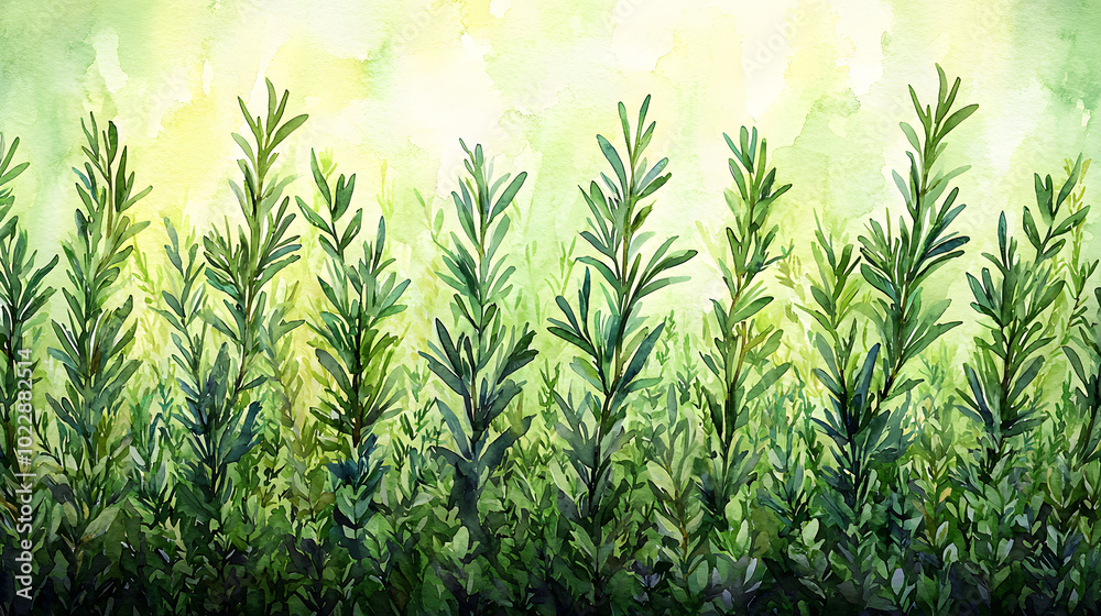 Textured Watercolor Rosemary Herb Seamless Pattern Textured Watercolor Rosemary Herb Seamless Pattern