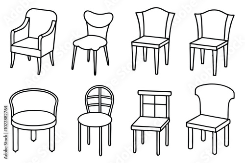 Set of chair line art illustration