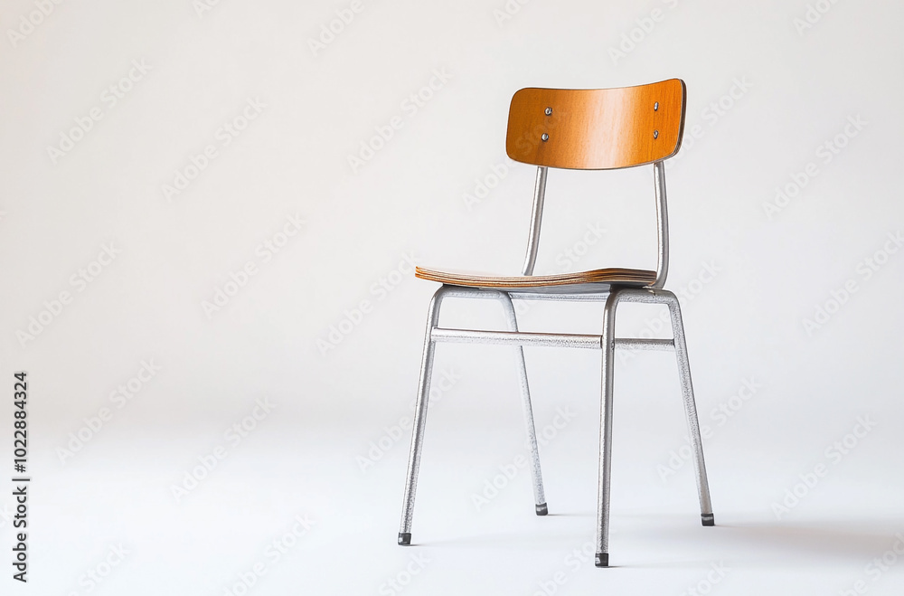a cafe chair with a metal frame and wooden seat a cafe chair with a metal frame and wooden seat