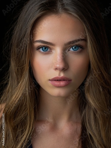 a model with beautiful blue eyes in close-up