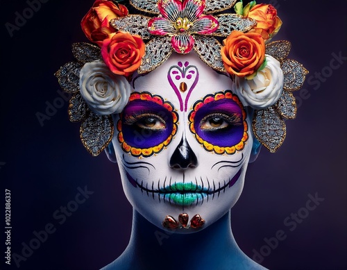 women with makeup face tattoos halloween for the celebration of mexican festival day of the dead dia de los