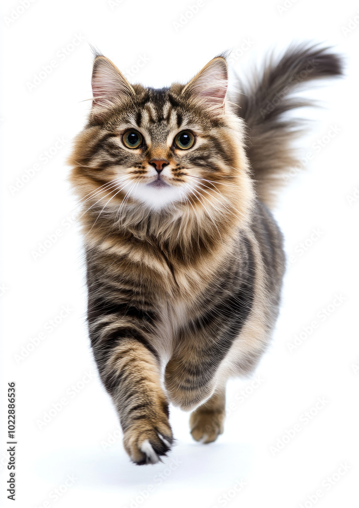 Fluffy Cat Bounding Playfully Across a Room, Showcasing Its Joyful Nature Fluffy Cat Bounding Playfully Across a Room, Showcasing Its Joyful Nature