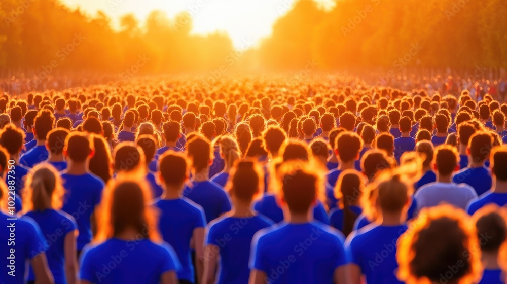Obraz premium Unity and awareness on world diabetes day during a vibrant sunset gathering
